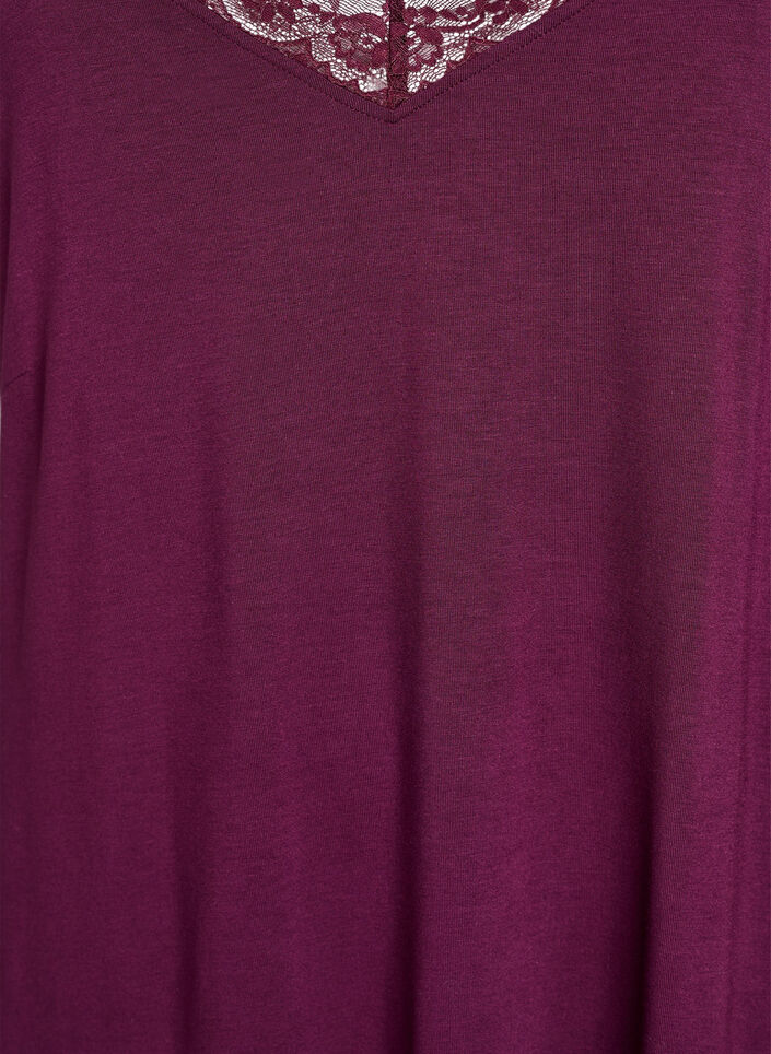 Pitsireunainen viskoosiy&ouml;paita, Tumma Bordeaux, Packshot image number 2
