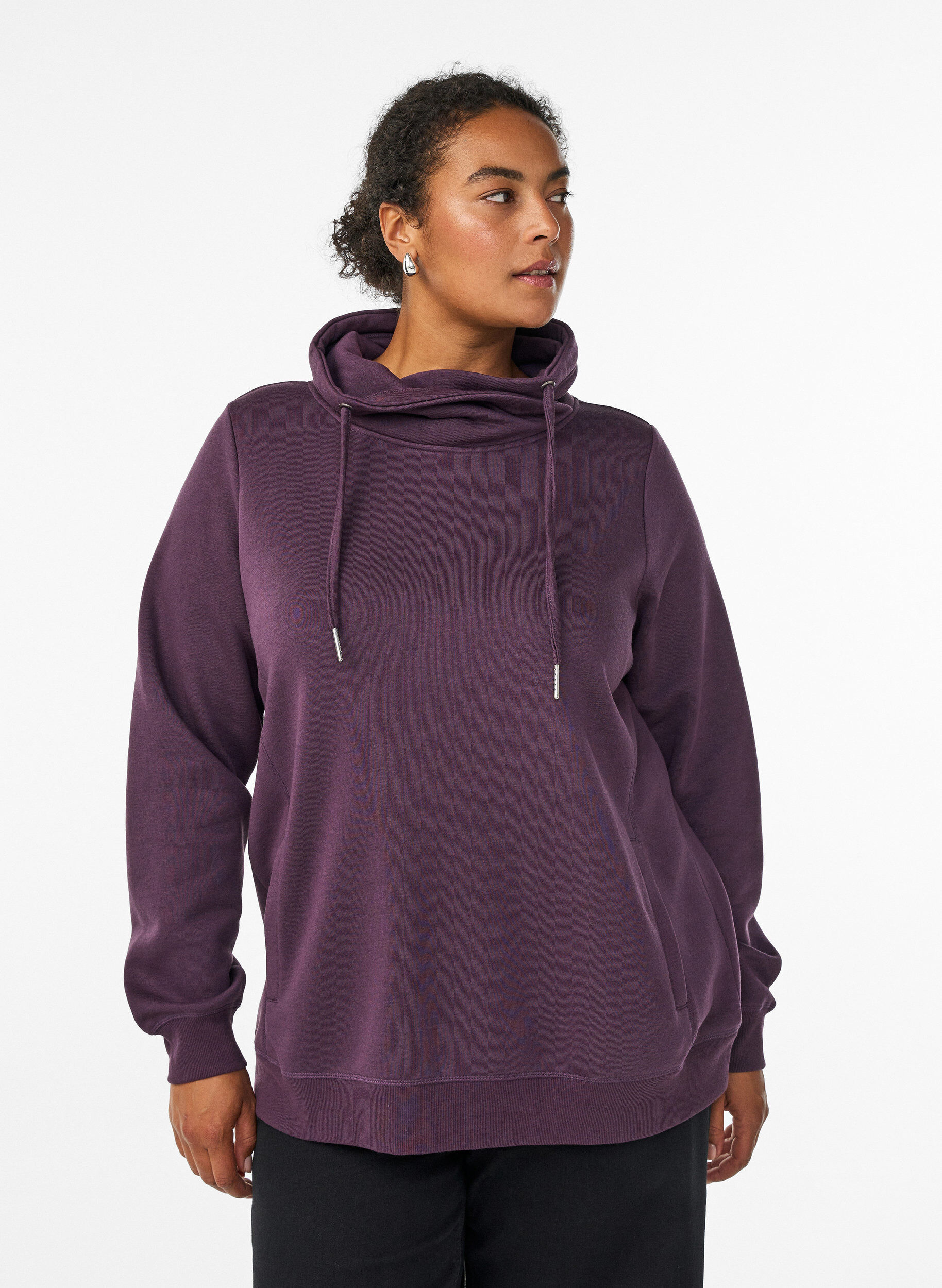 Collegepaita korkealla kauluksella ja taskuilla, Violetti, Model