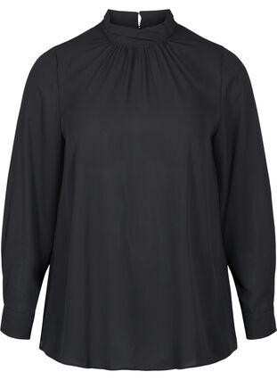 Pitkähihainen pusero korkealla kauluksella , Black, Packshot image number 0