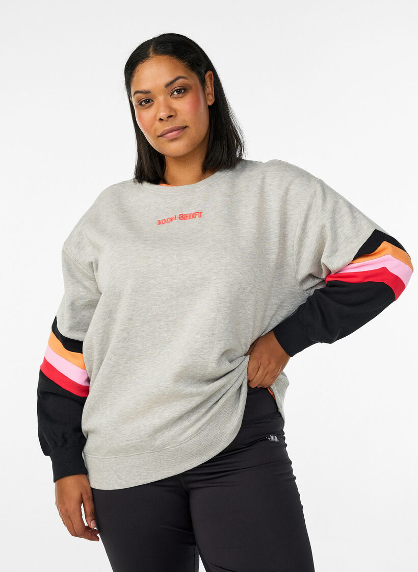 Rento collegepaita, jossa kontrastiyksityiskohdat hihoissa, Harmaa, Model image number 0