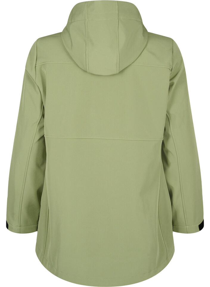 Lyhyt softshell-takki, jossa on taskut, Oil Green, Packshot image number 1