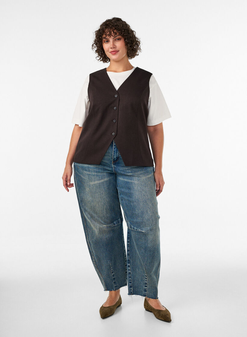 Liivi nappikiinnityksell&auml;, Ruskea, Model image number 1