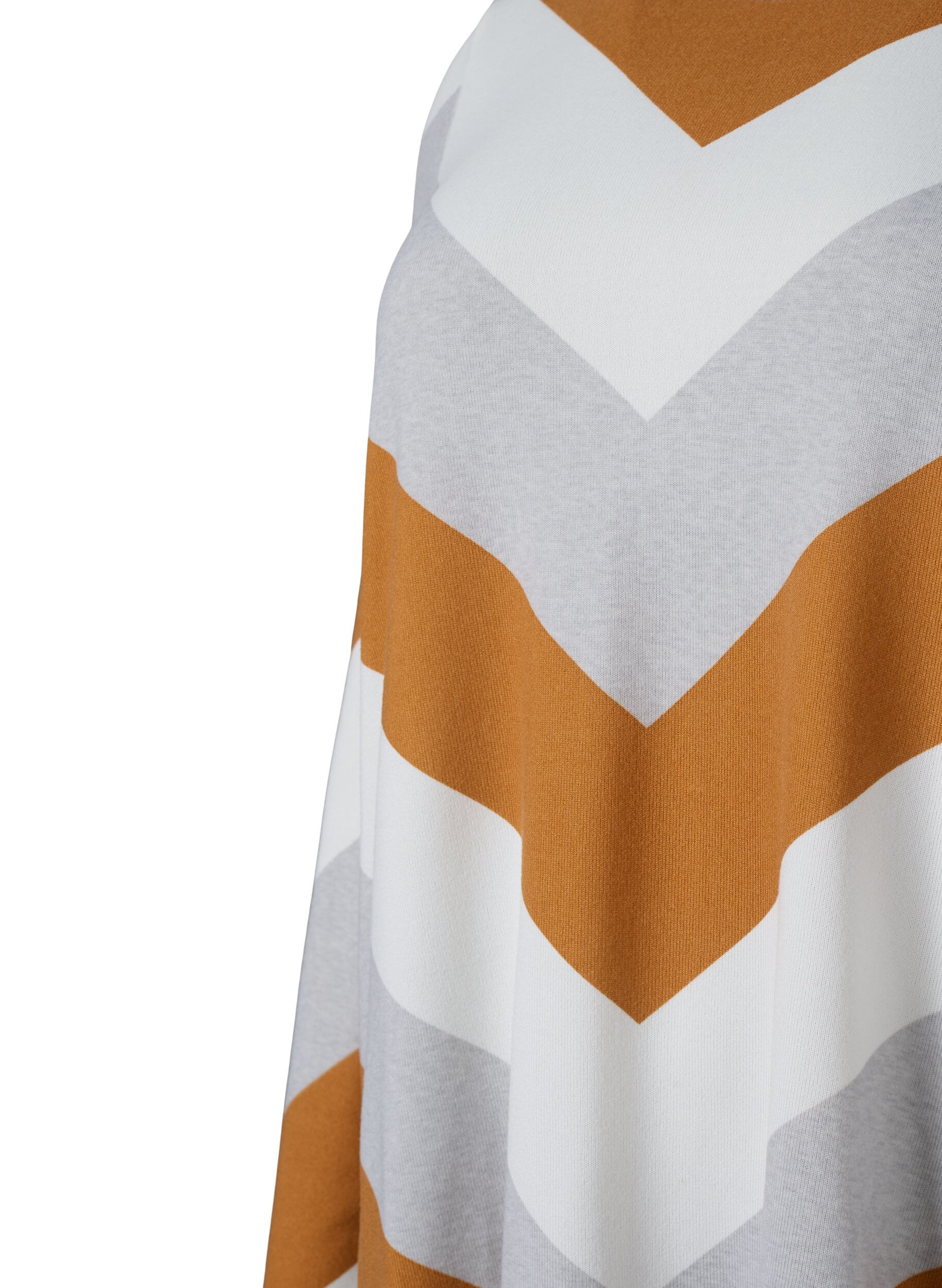 Zizzi Pitk&auml;hihainen kuvioitu pusero, Beige Zig Zag, Packshot image number 2