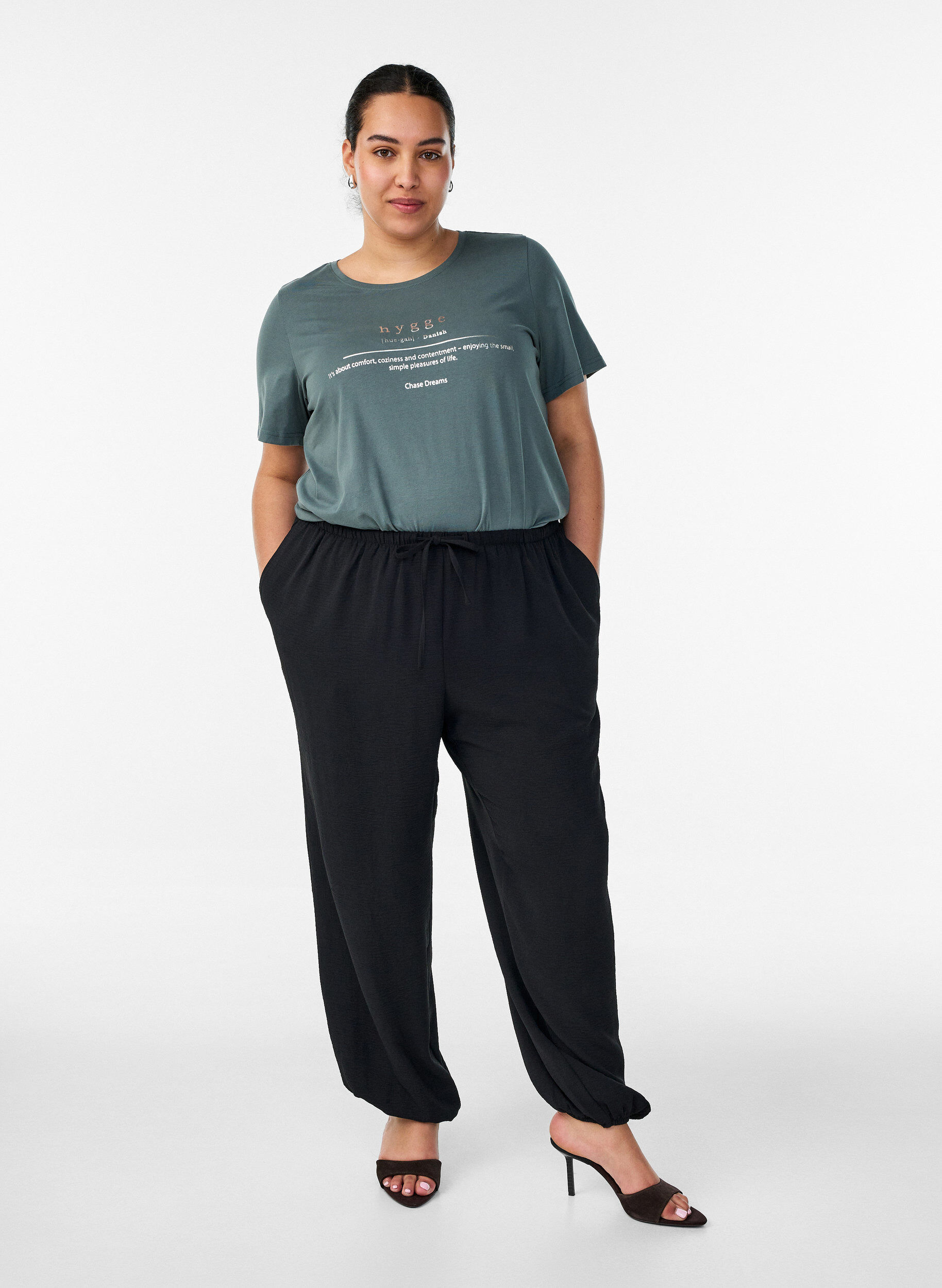 ZizziT-paita printill&auml;, Vihre&auml;, Model image number 1