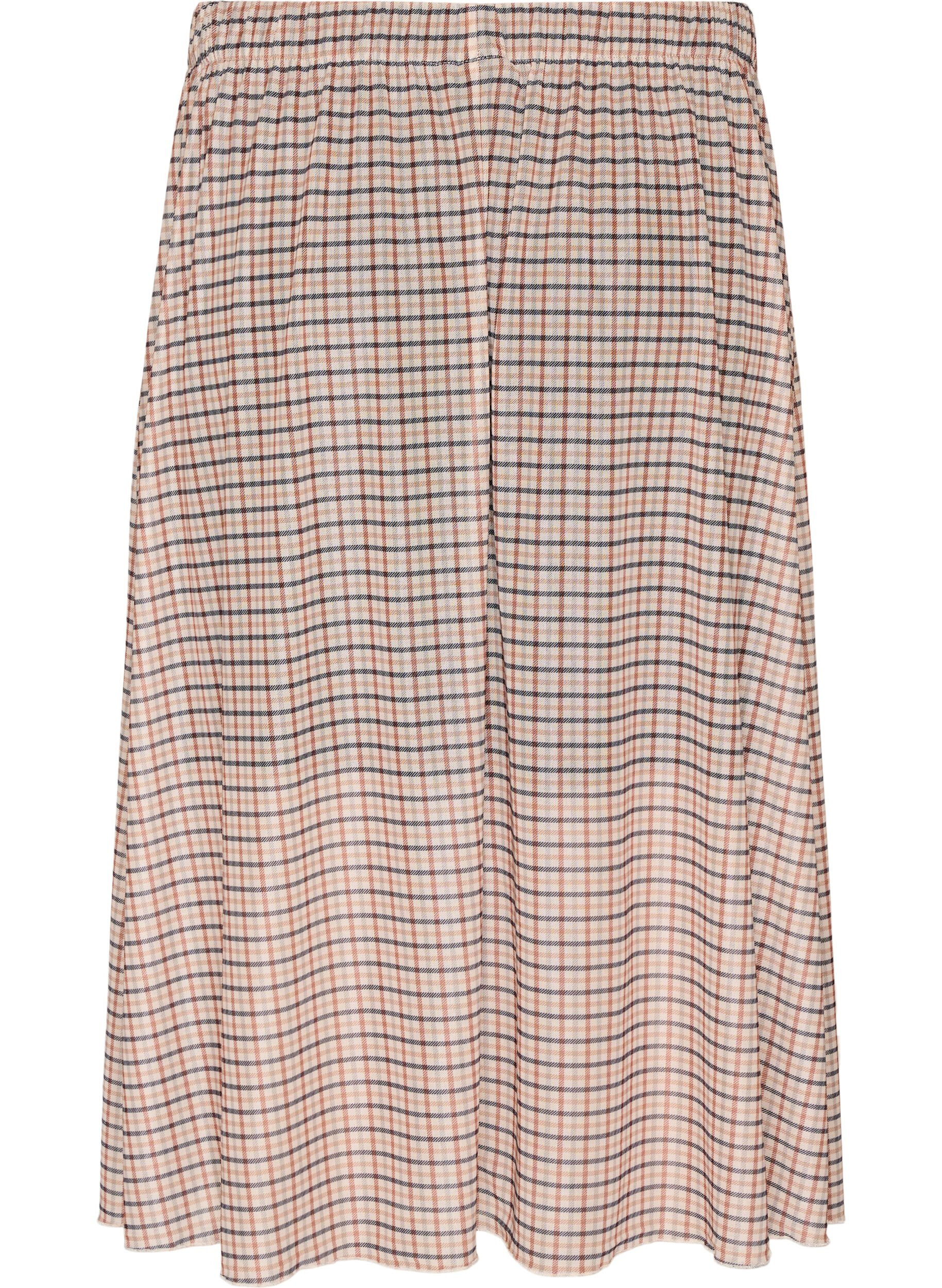 ZizziRuutukuosinen mesh-midihame, Beige, Packshot image number 1