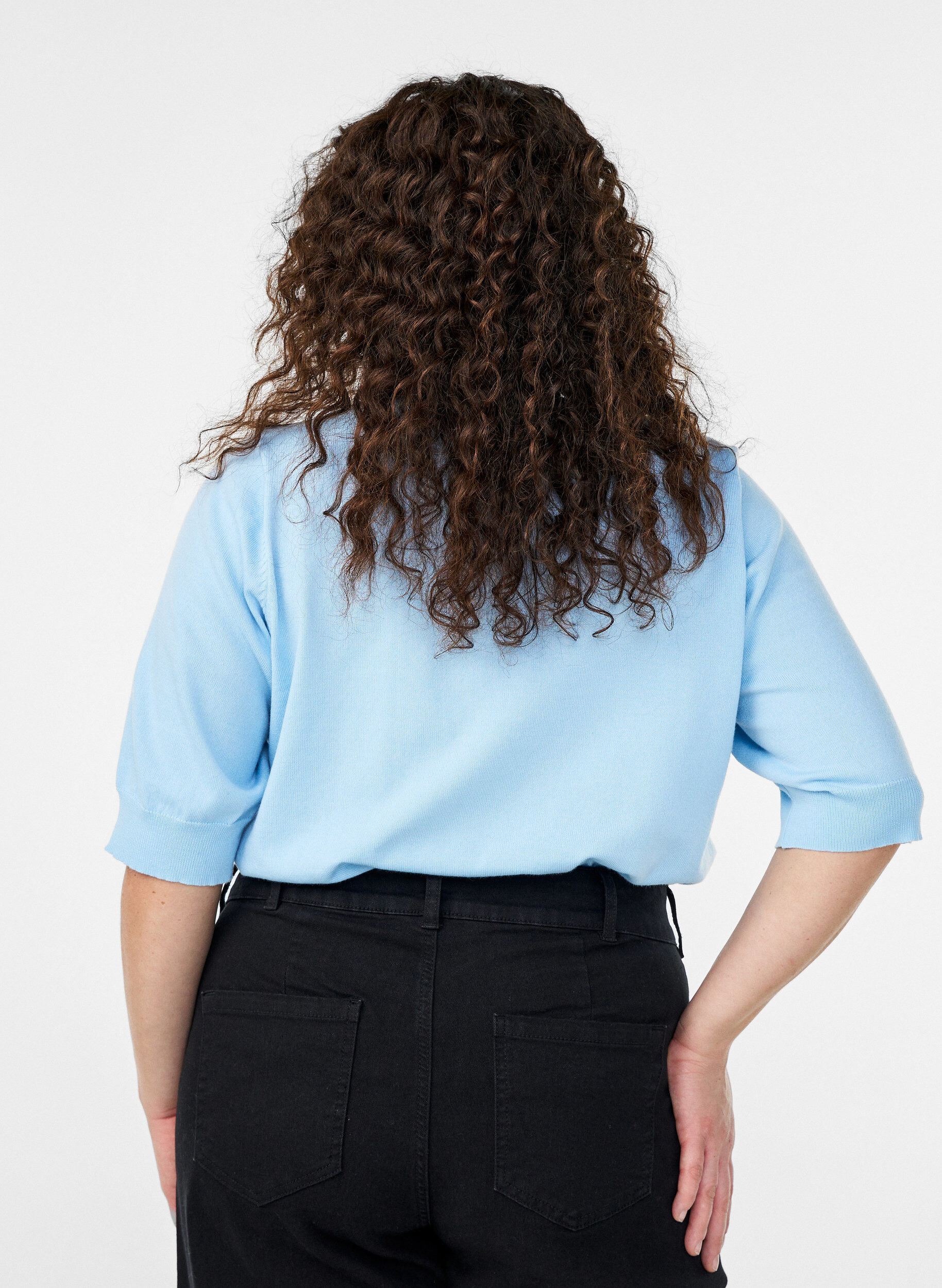 ZizziHienoneulepusero lyhyill&auml; hihoilla, Sininen, Model image number 2