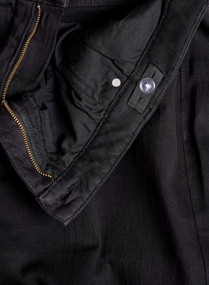 Leveälahkeiset farkut korkealla vyötäröllä, Musta, Packshot image number 3