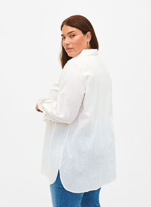 Pitkä paita pellavasta ja puuvillasta, Bright White, Model image number 1