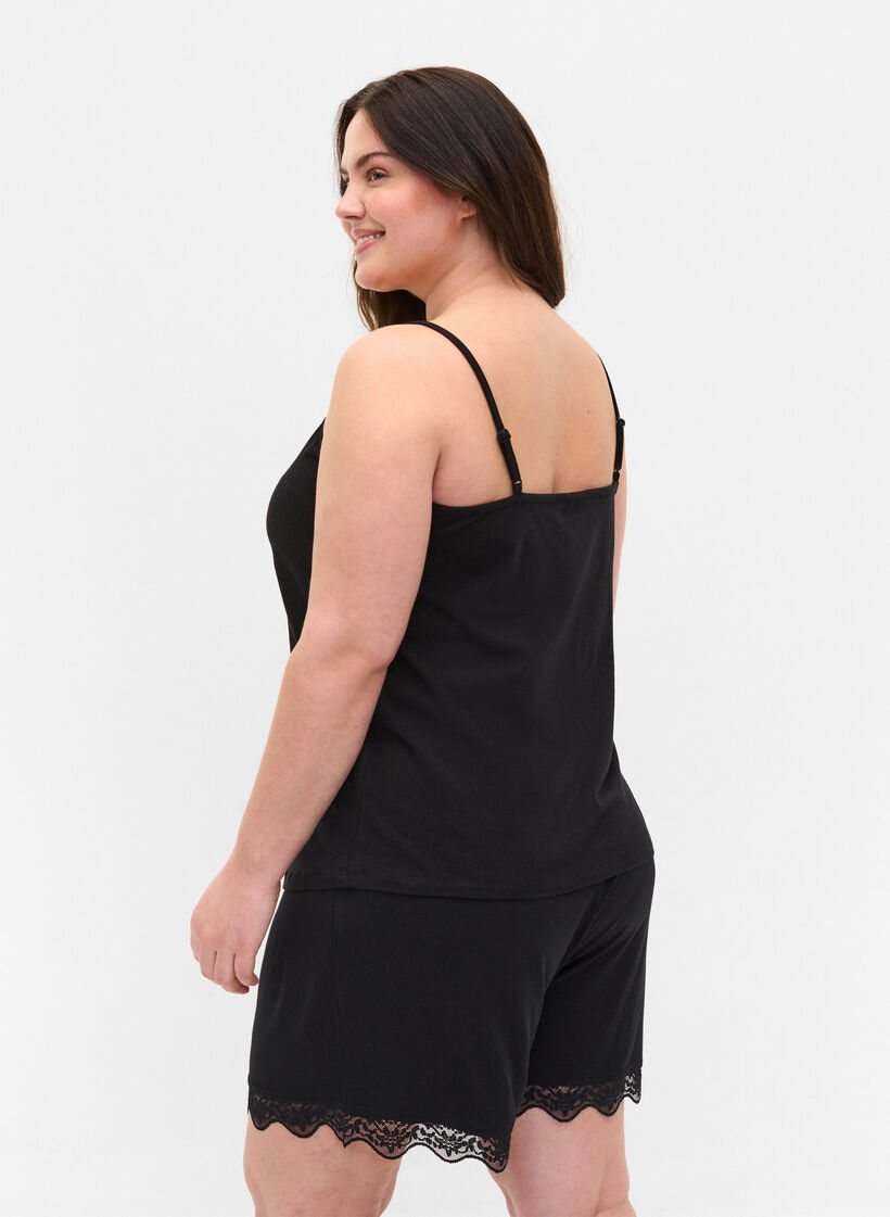 Puuvillainen yötoppi pitsireunuksella, Black, Model image number 1