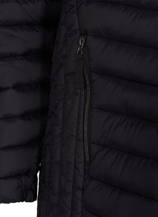 Tikattu ja kevyt takki irroitettavalla hupulla ja taskuilla, Black, Packshot image number 2