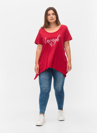 Lyhythihainen puuvillainen t-paita a-mallissa , Tango Red ENOUGH, Model image number 2