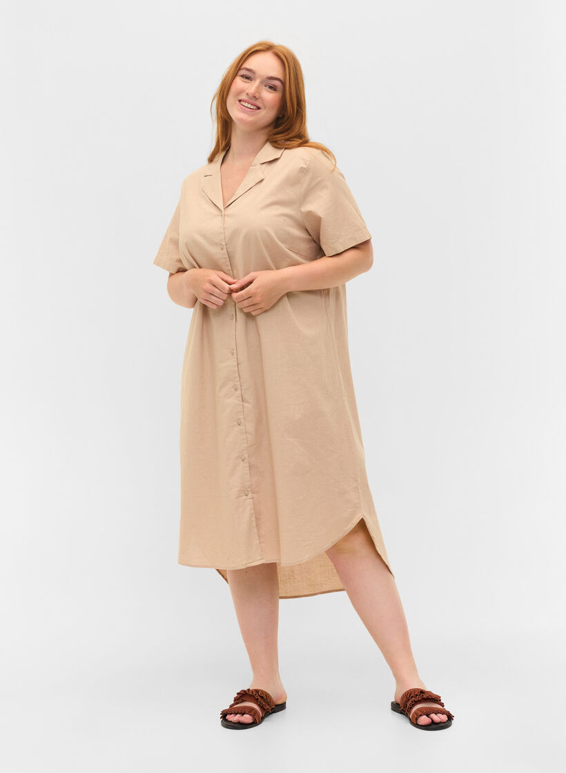 Pitkä puuvillapaita lyhyillä hihoilla, Humus, Model image number 2