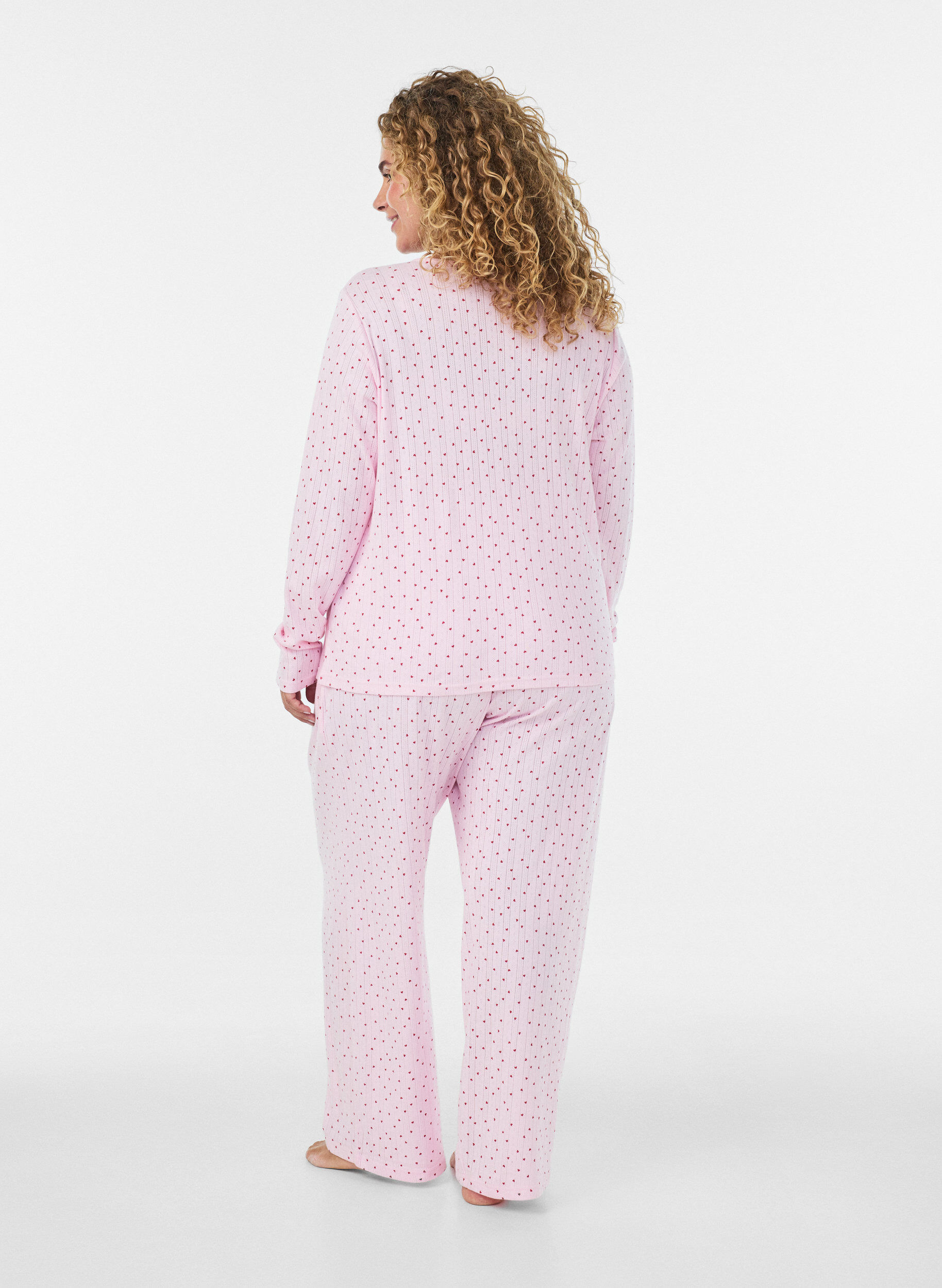 ZizziNeuletakki luomupuuvillaa ja reik&auml;kirjailua, Vaaleanpunainen, Model image number 2