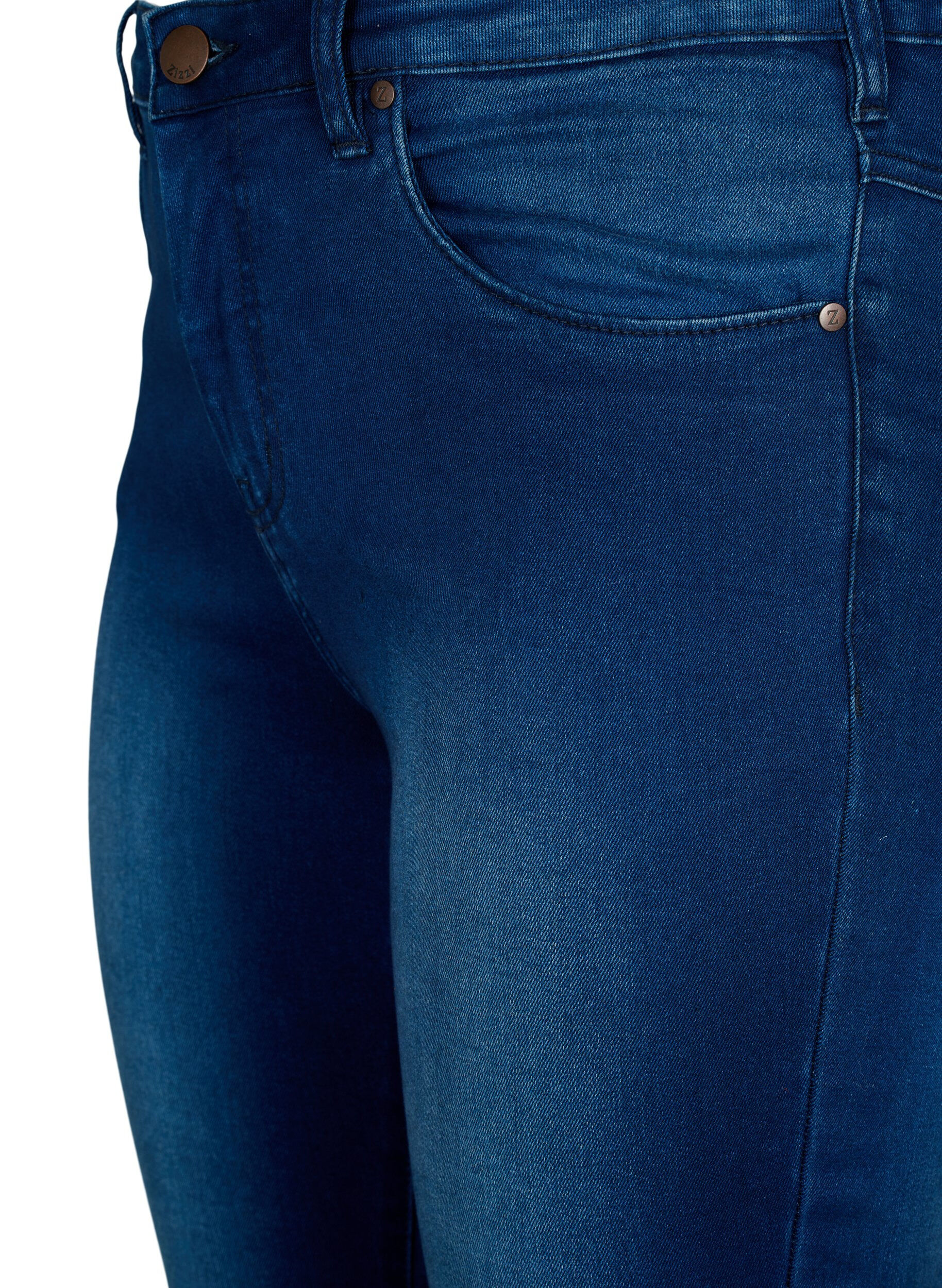 Zizzi Super slim Amy-farkut korkealla vy&ouml;t&auml;r&ouml;ll&auml;, Blue Denim, Packshot image number 2