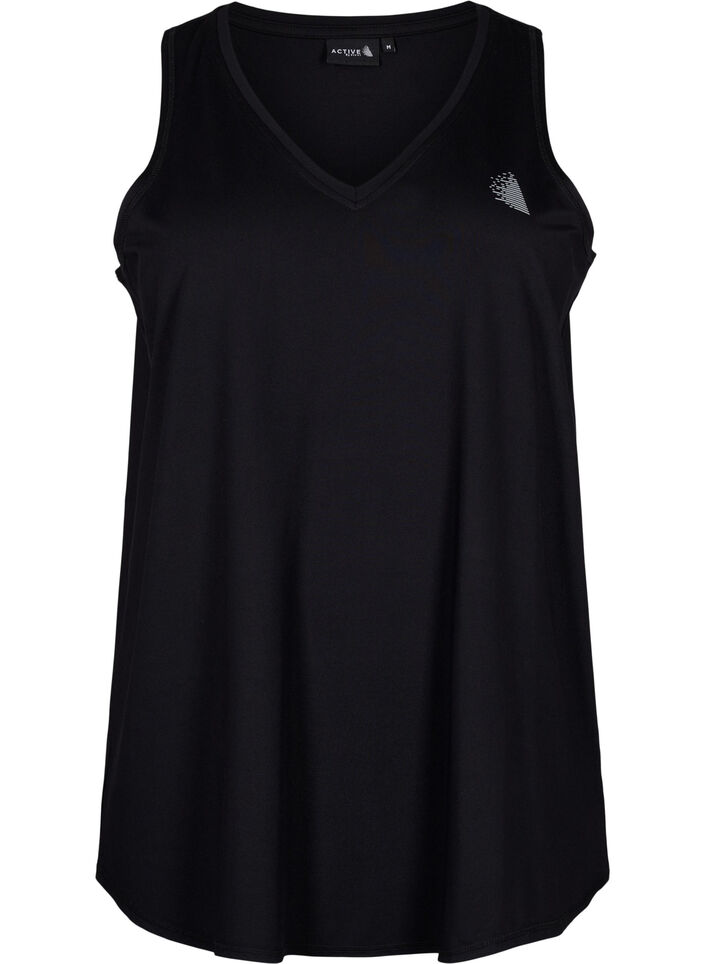 V-kaula-aukkoinen treenitoppi, Black, Packshot image number 0