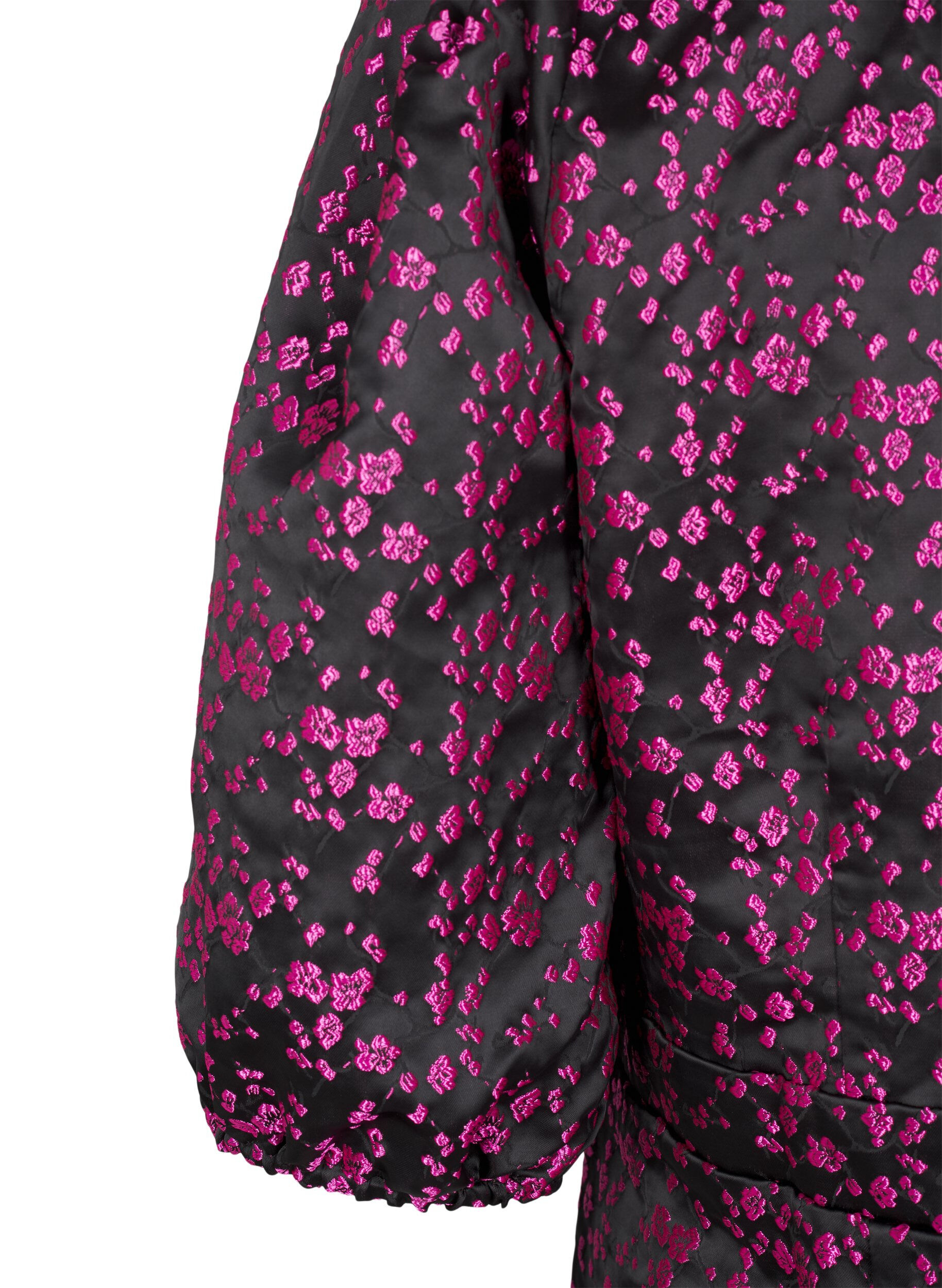Zizzi Polvipituinen mekko kirjailtuja kukkia, Black Pink Flower, Packshot image number 3