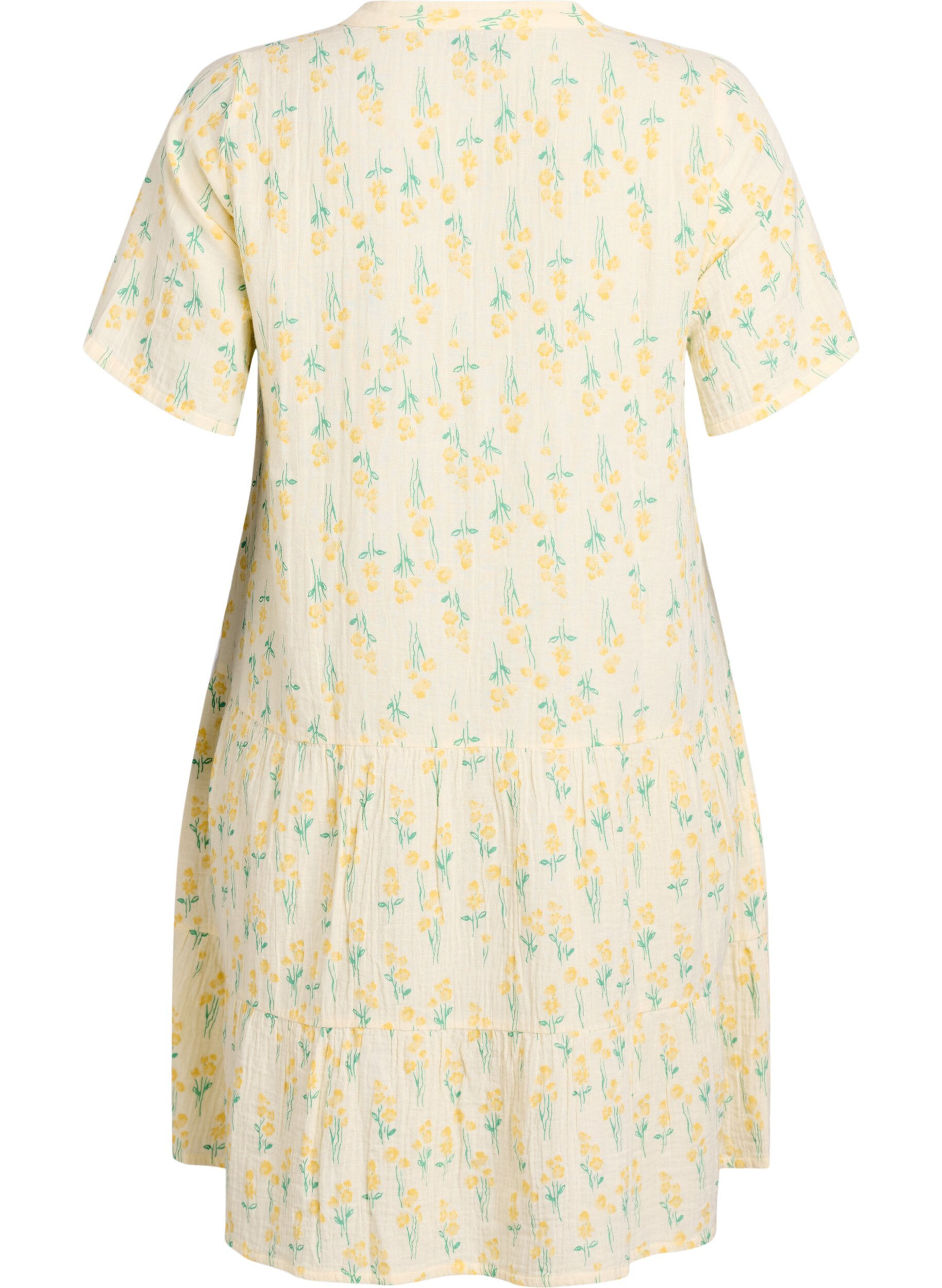 ZizziLyhyt A-linjainen mekko puuvillamusliinista, Keltainen, Packshot image number 1