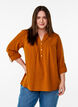 Paita puuvillamusliinissa, jossa broderie anglaise -kirjailu, Oranssi, Model image number 0