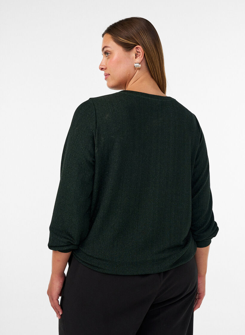 Pusero pystysuuntaisella tekstuurilla ja glitterlangalla, Vihre&auml;, Model image number 2