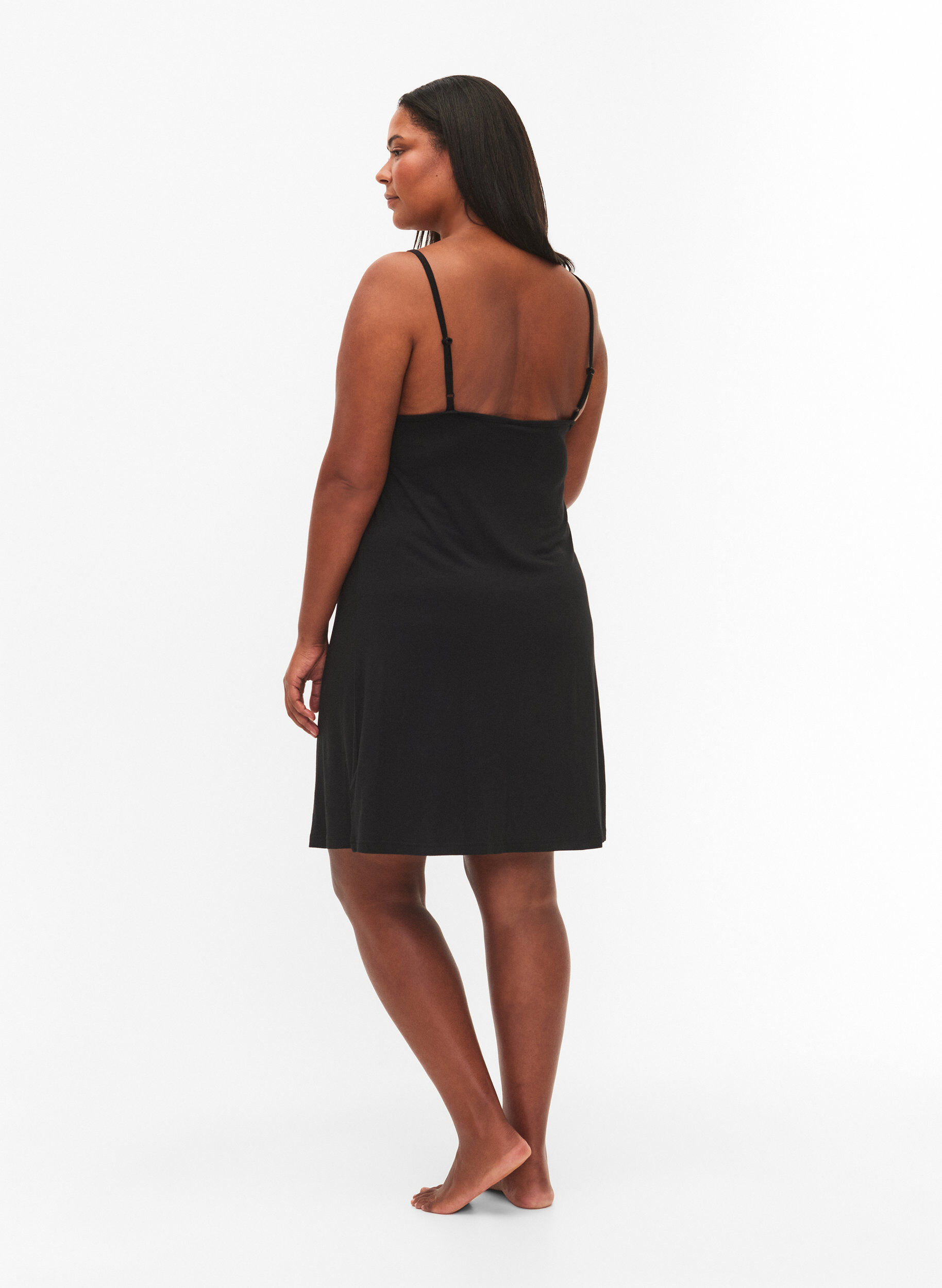 ZizziViskoosinen y&ouml;mekko pitsireunuksella , Musta, Model image number 2