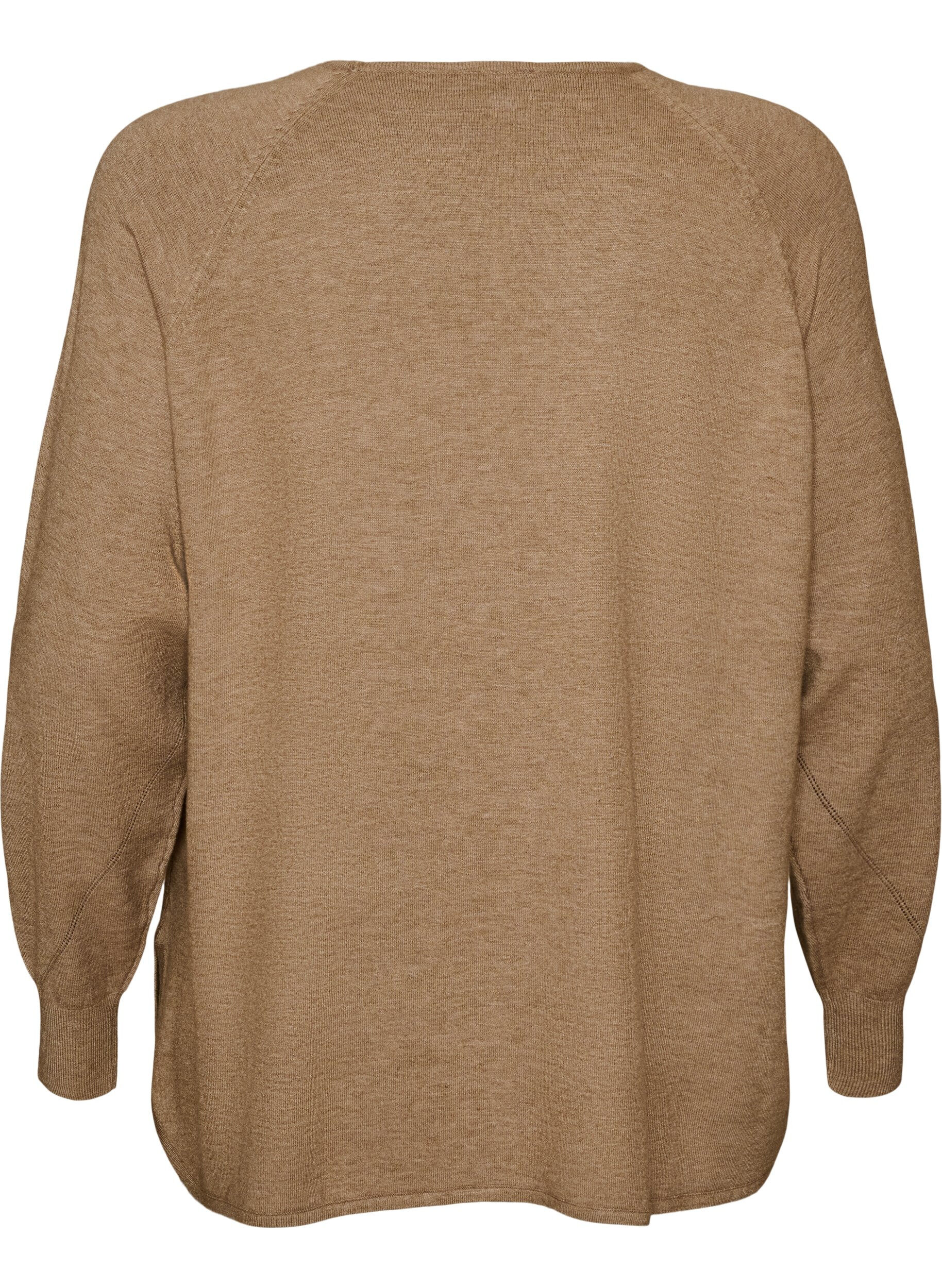 ZizziNeulepusero py&ouml;re&auml;ll&auml; p&auml;&auml;ntiell&auml; ja neulekuviolla, Beige, Packshot image number 1