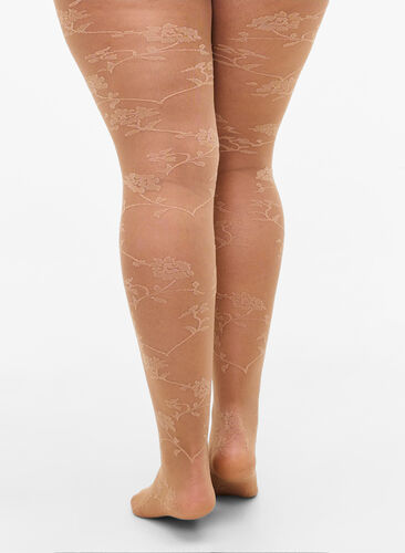 30 denierin sukkahousut, joissa on kukkakuvio, Nude, Model image number 1