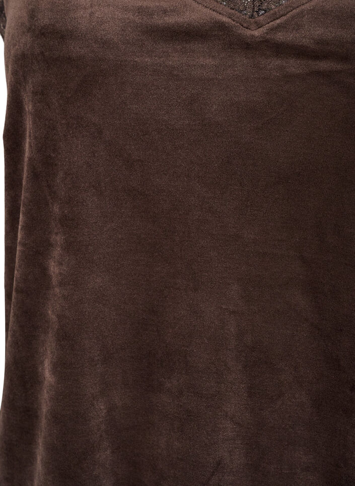 Velourpaita pitsireunuksella, Ruskea, Packshot image number 2