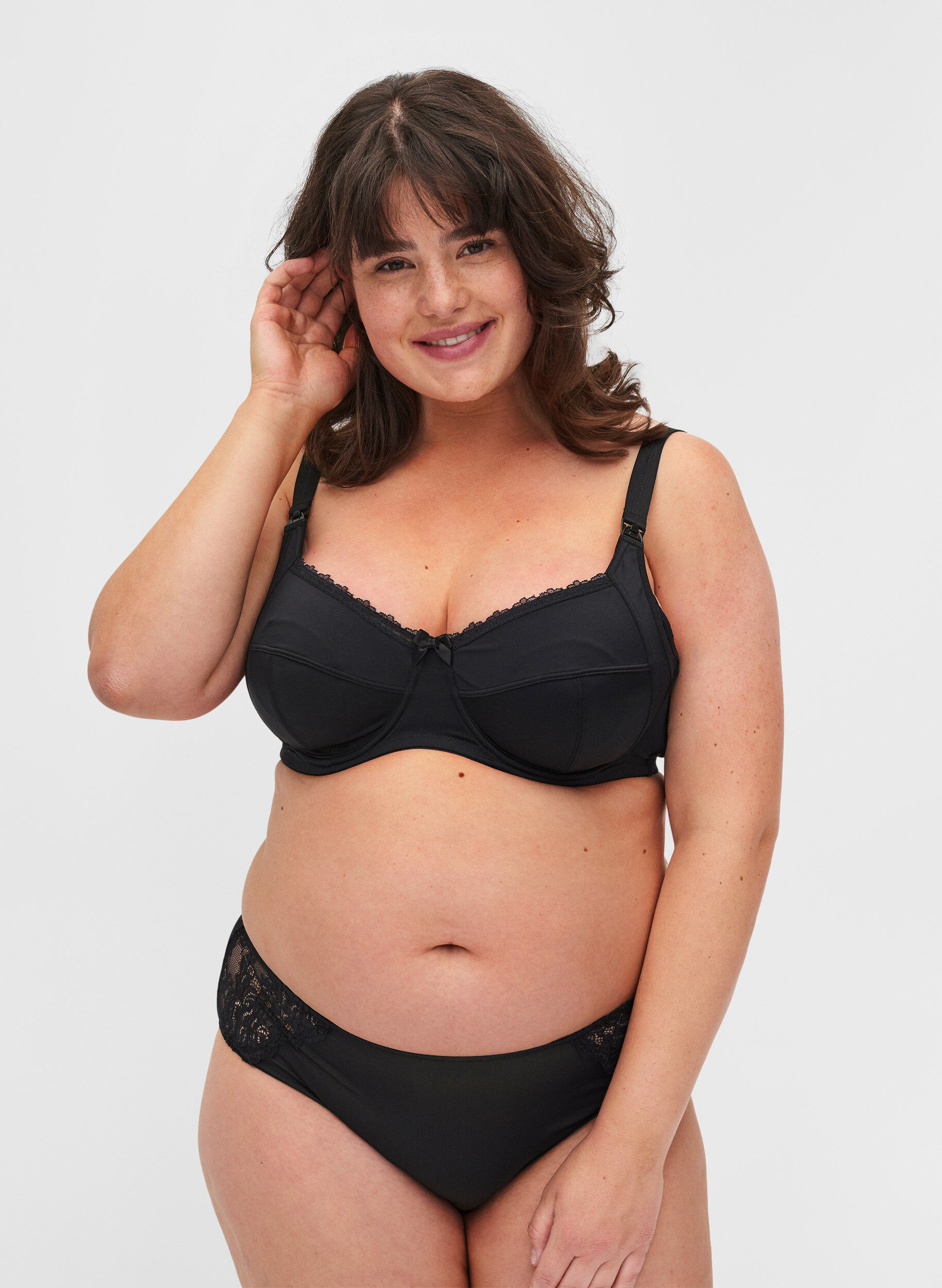 Zizzi Imetysrintaliivit aluslangalla, Black, Model image number 3