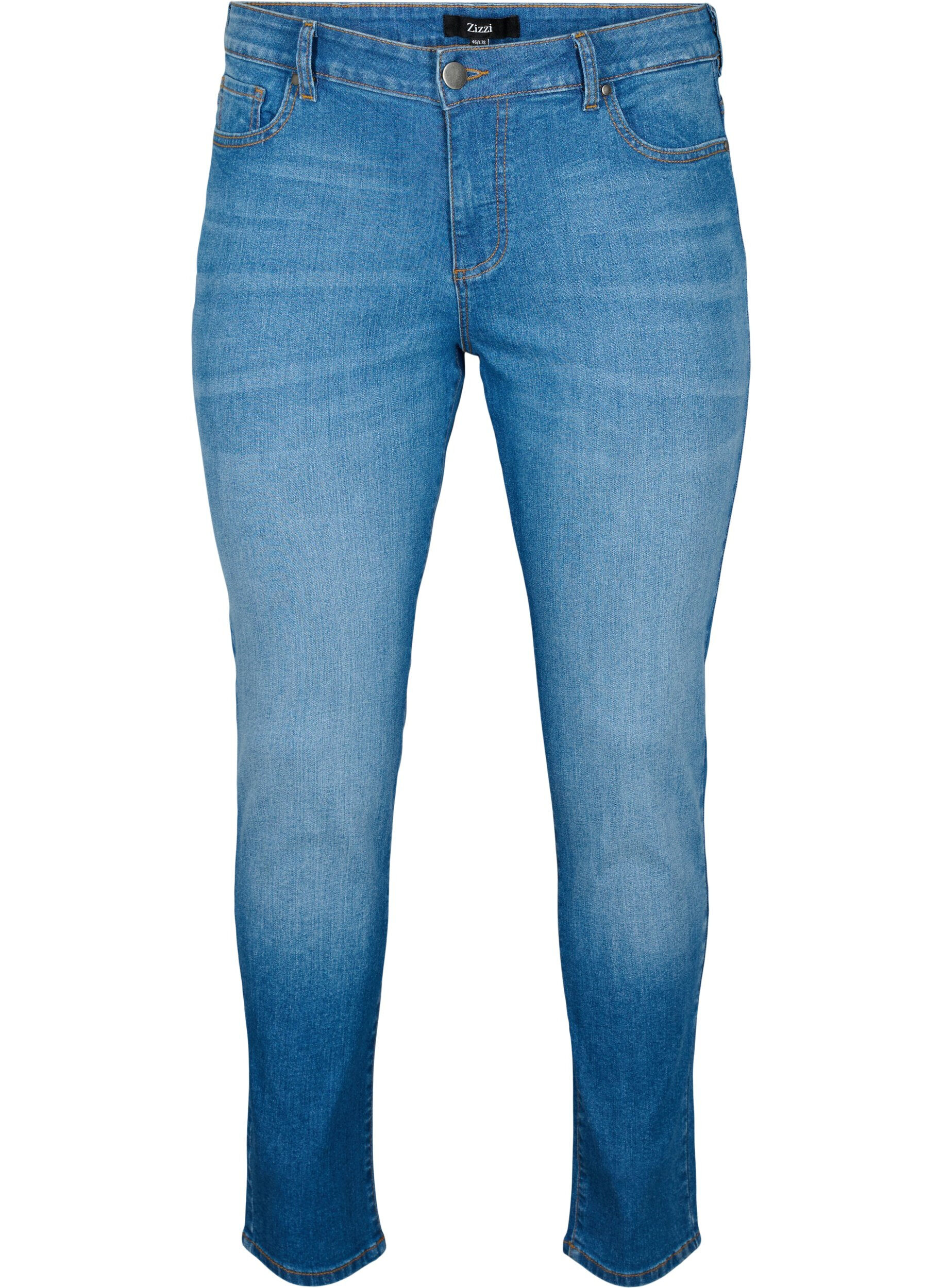 Zizzi Emily farkut, normaali vy&ouml;t&auml;r&ouml; ja slim fit, Blue denim, Packshot image number 0