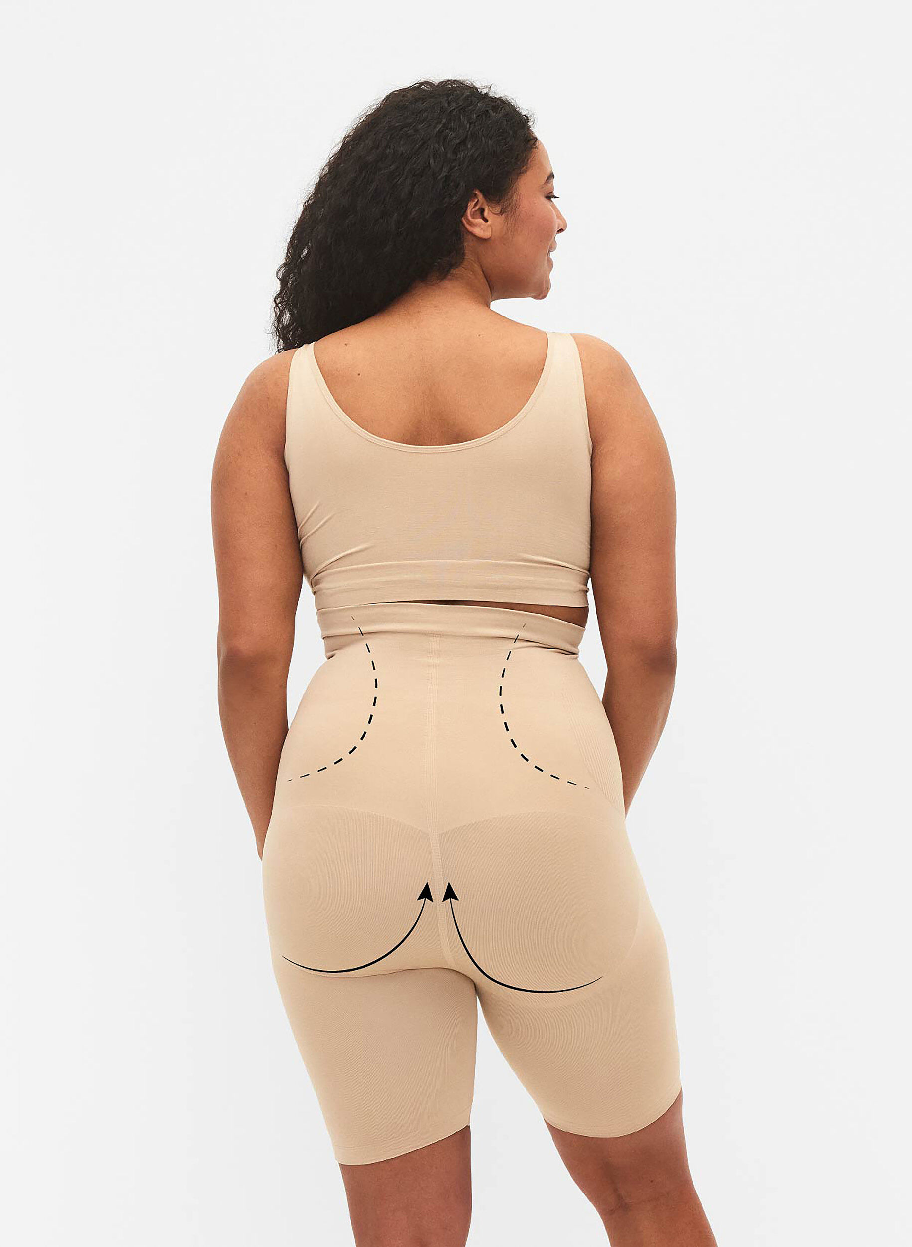 ZizziKorkeavy&ouml;t&auml;r&ouml;iset shapewear-shortsit, Beige, Model image number 2