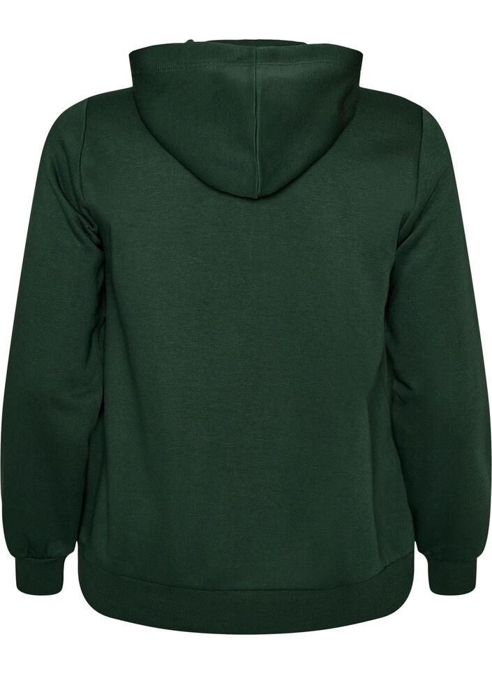 Hupullinen collegepaita vetoketjulla ja taskuilla, Vihre&auml;, Packshot image number 1