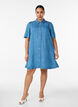 Lyocell-denimmekko napeilla ja lyhyill&auml; hihoilla, Sininen, Model image number 1