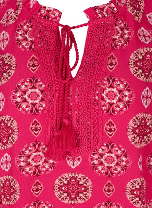 Viskoosipusero kuosilla ja 3/4-hihoilla , Pink Indian , Packshot image number 2
