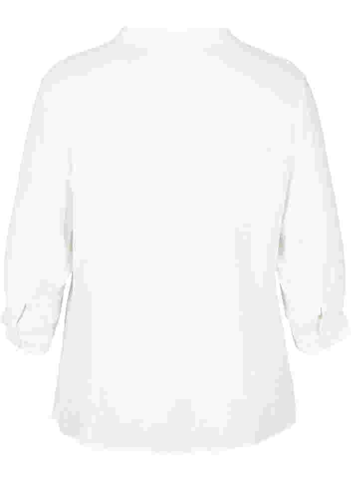 Viskoosipusero 3/4-hihoilla ja pitsiyksityiskohdilla, Bright White, Packshot image number 1