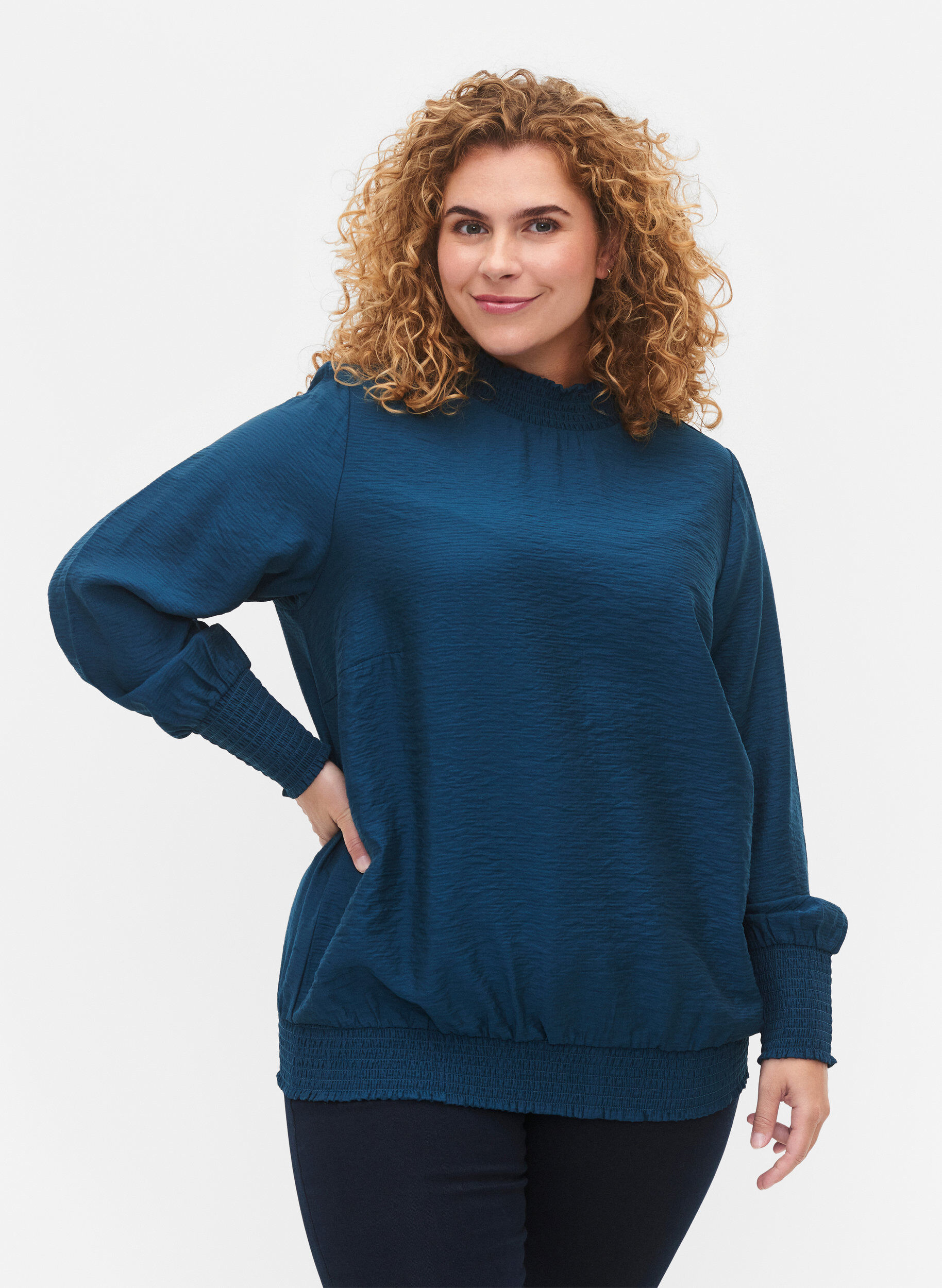 Zizzi Viskoosipusero rypytyksell&auml;, Reflecting Pond, Model image number 0