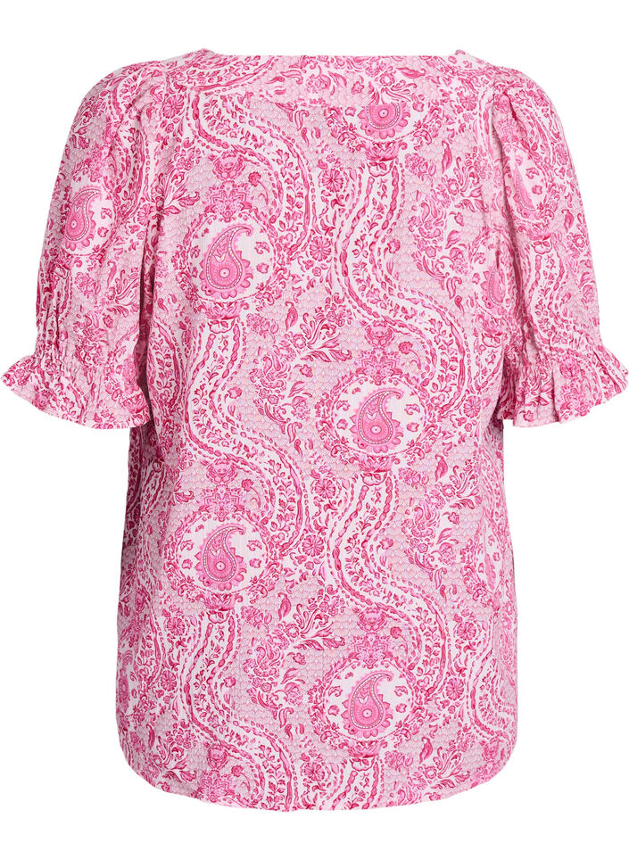 Viskoosipusero paisleykuosilla ja neliskulmaisella p&auml;&auml;ntiell&auml;, Vaaleanpunainen, Packshot image number 1