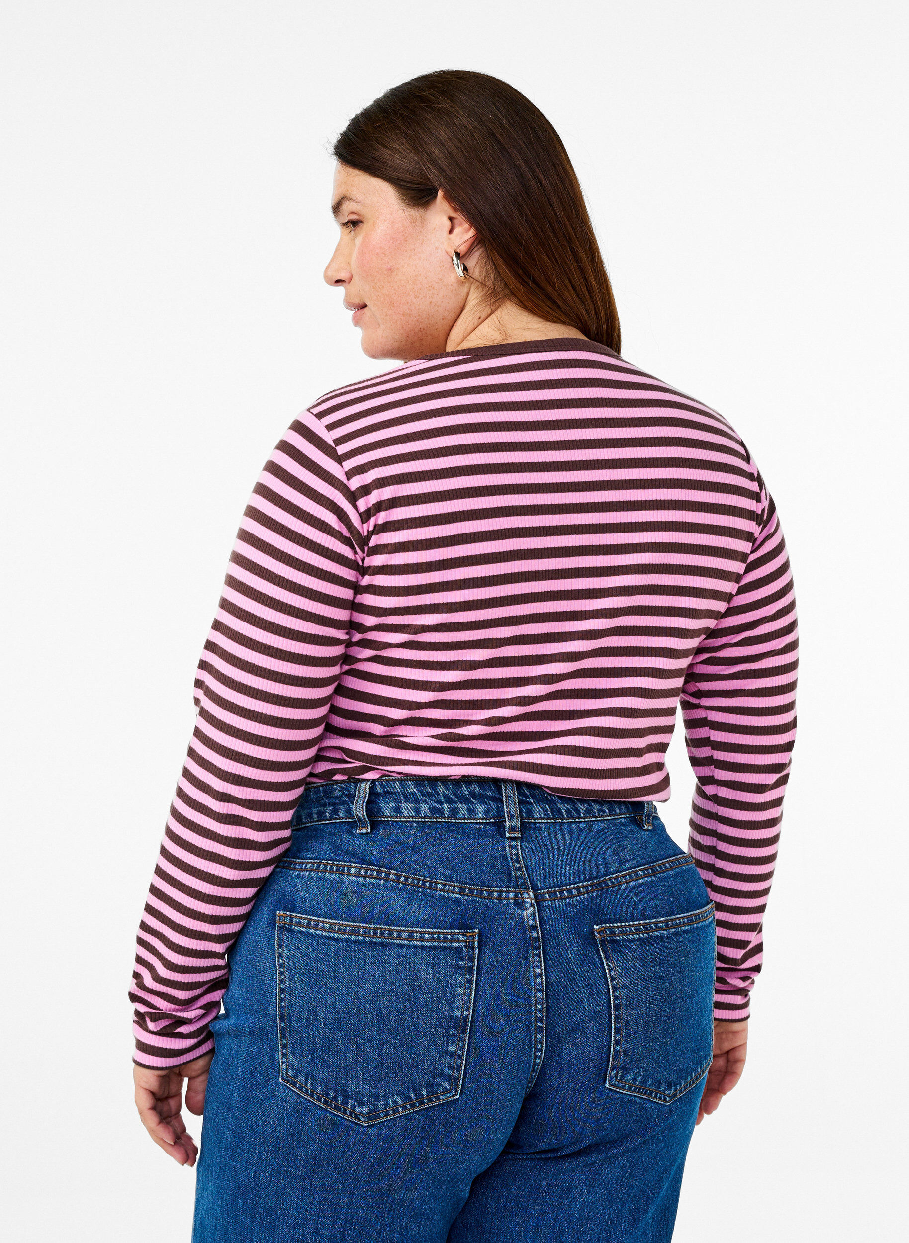 ZizziRaidallinen pusero pitkill&auml; hihoilla, Vaaleanpunainen, Model image number 2