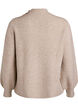 Ribattu neulepusero puff-hihoilla ja napeilla, Beige, Packshot image number 1