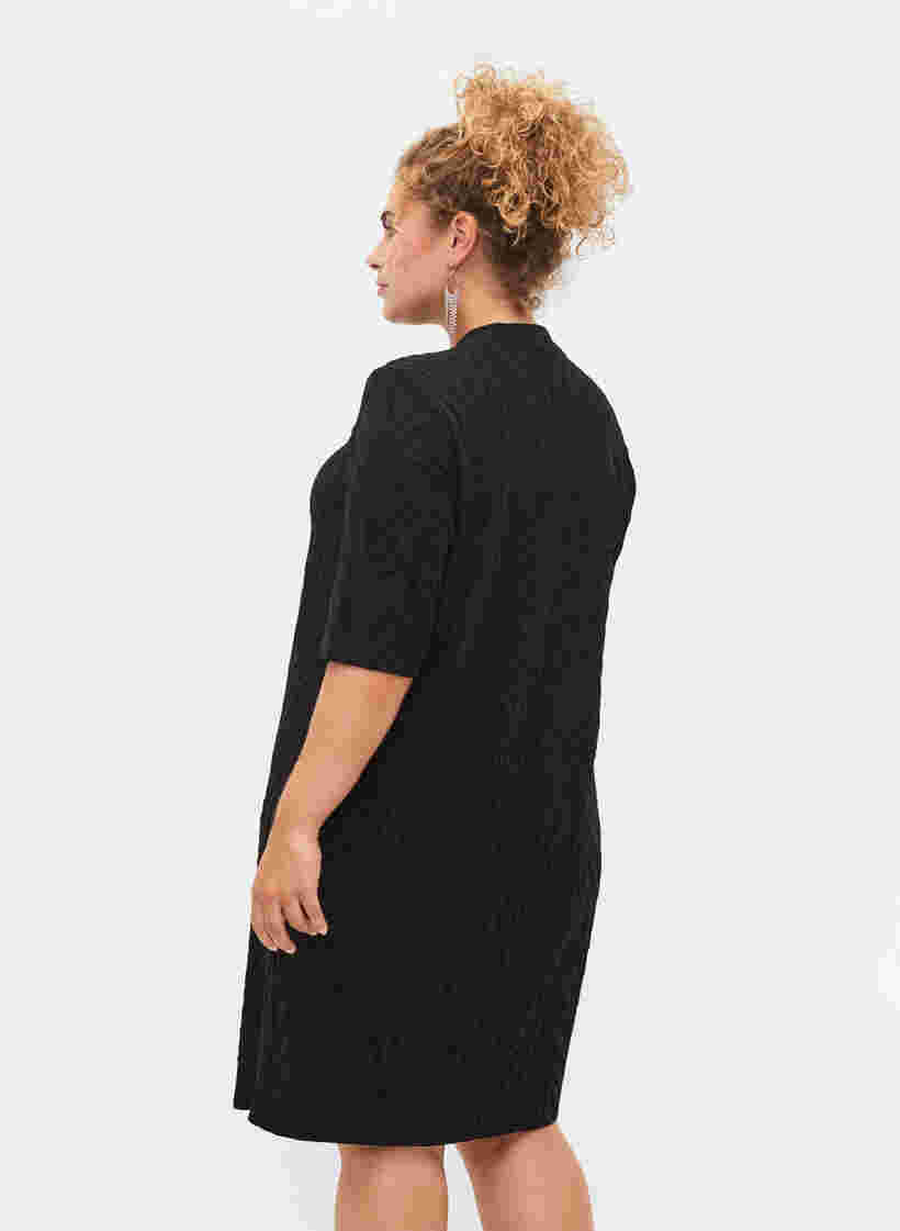 Kuvioitu mekko glitterillä ja lyhyillä hihoilla, Black/Black Lurex, Model image number 1