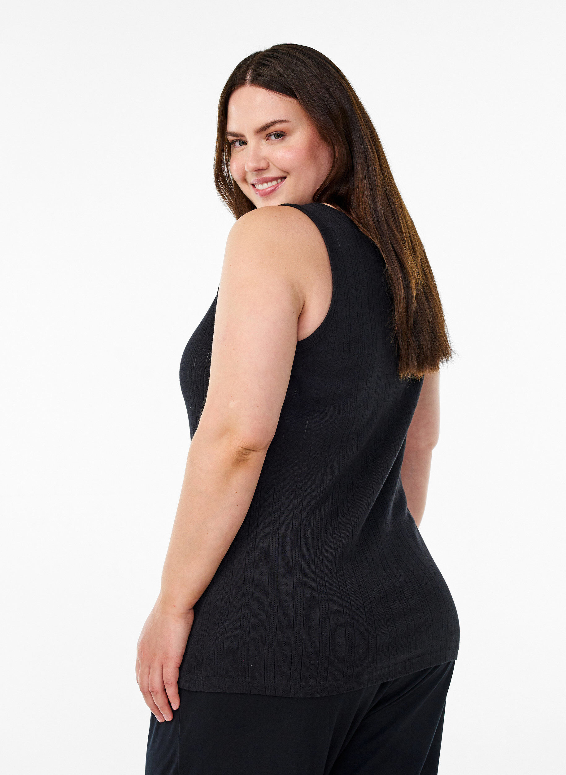 ZizziY&ouml;toppi luomupuuvillasta, struktuurikuviolla, Musta, Model image number 2