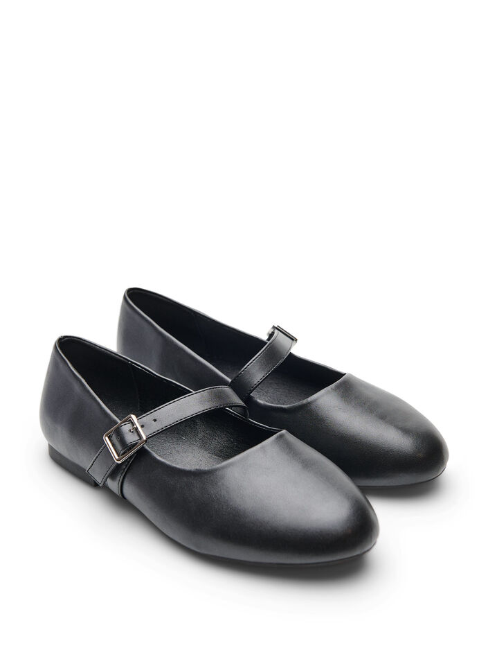 Ballerinat tekonahasta remmill&auml;, Musta, Packshot image number 1