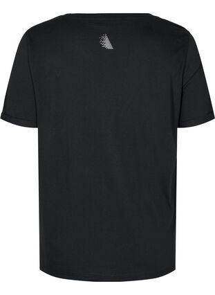 Puuvillainen t-paita treeniin tekstillä ja lyhyillä hihoilla, Black, Packshot image number 1