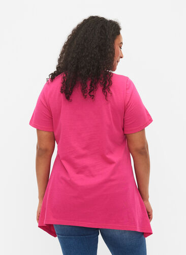 Puuvillainen t-paita tekstipainatuksella, Beetroot Purple HAP, Model image number 1
