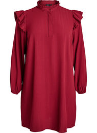 Lyhyt mekko röyhelöillä ja kimalteella, Tumma Bordeaux