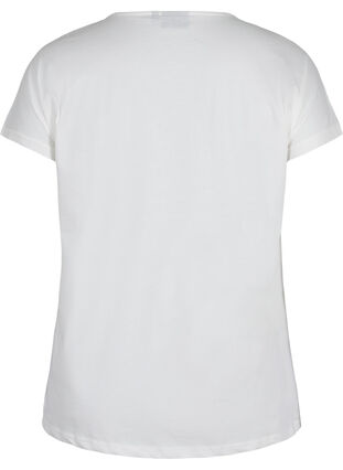 Lyhythihainen puuvillainen t-paita kirjailulla, Warm Off-white, Packshot image number 1