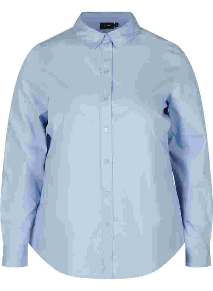 Luomupuuvillainen paitapusero kauluksella ja napeilla, Blue Heron, Packshot image number 0