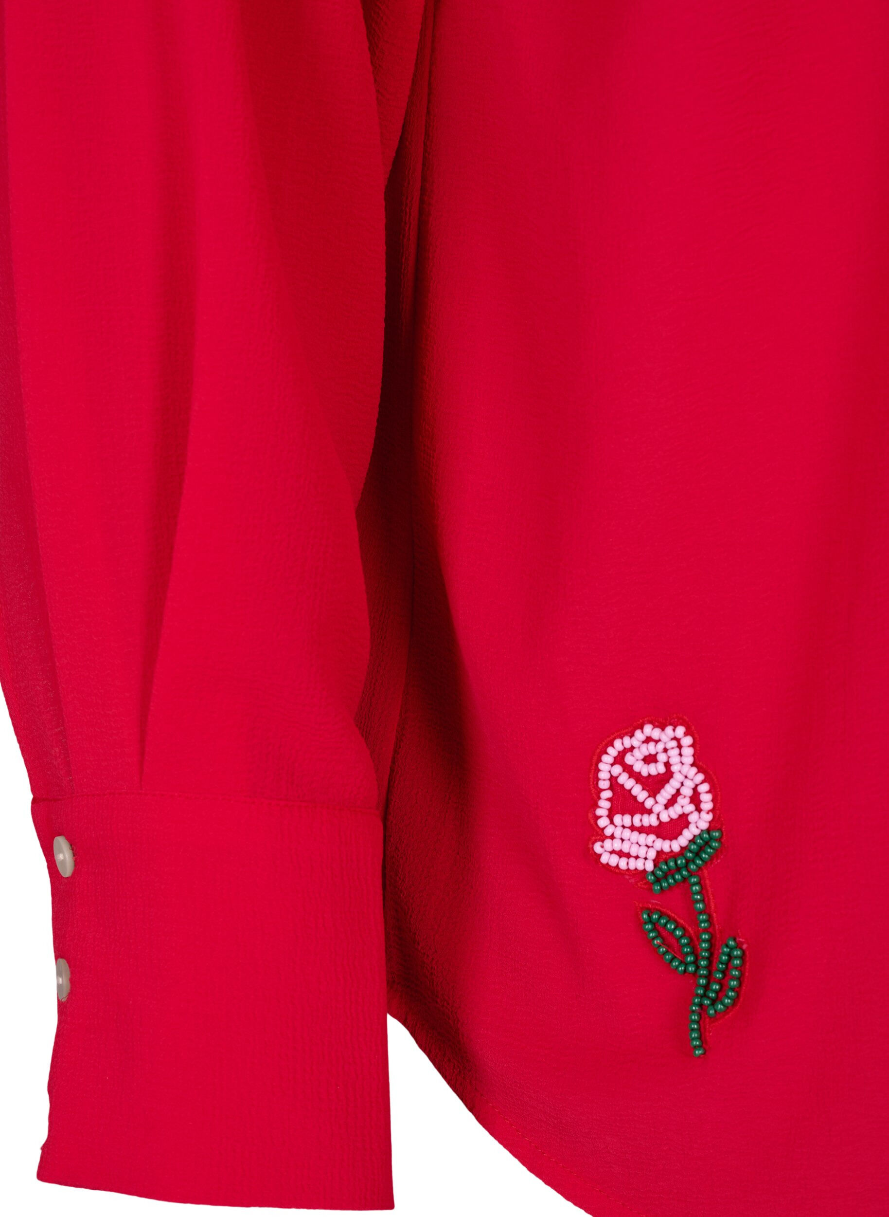 Zizzi Yksiv&auml;rinen paita helmill&auml;, Punainen, Packshot image number 3