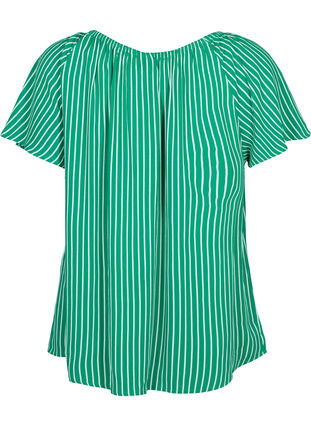 Raidallinen viskoosipusero lyhyillä hihoilla, J.Green/White Stripe, Packshot image number 1