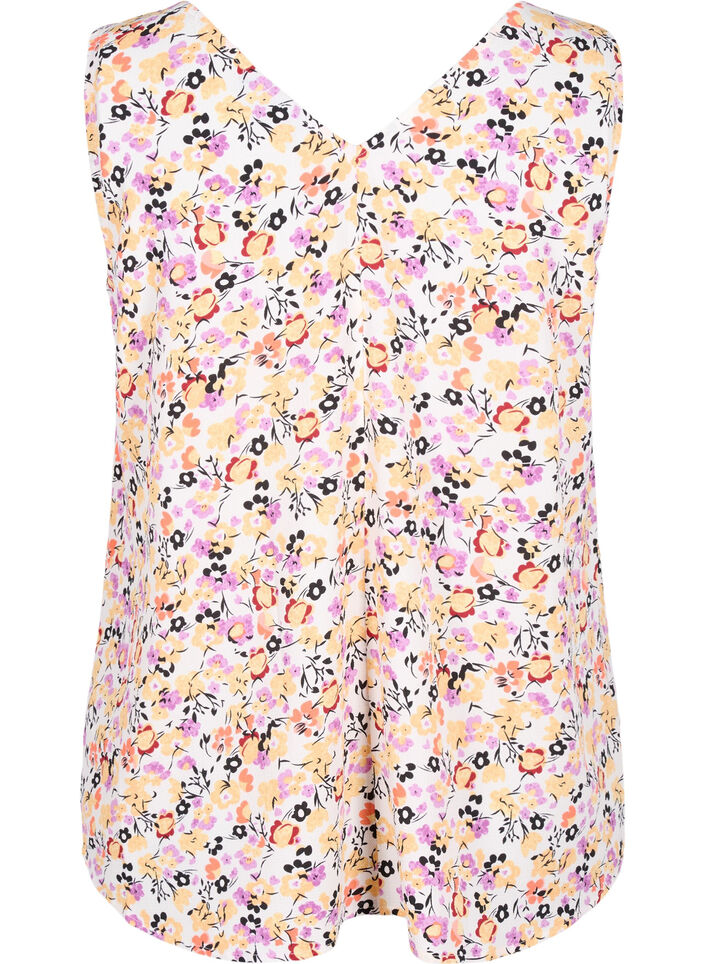 Kukallinen toppi, jossa on v-pääntie, Off White Flower AOP, Packshot image number 1