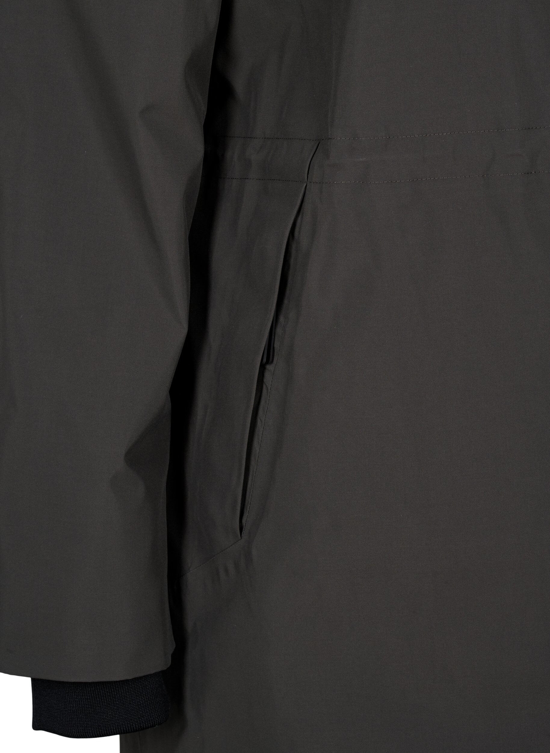 Zizzi Toiminnallinen parka-talvitakki hupulla, Raven, Packshot image number 3